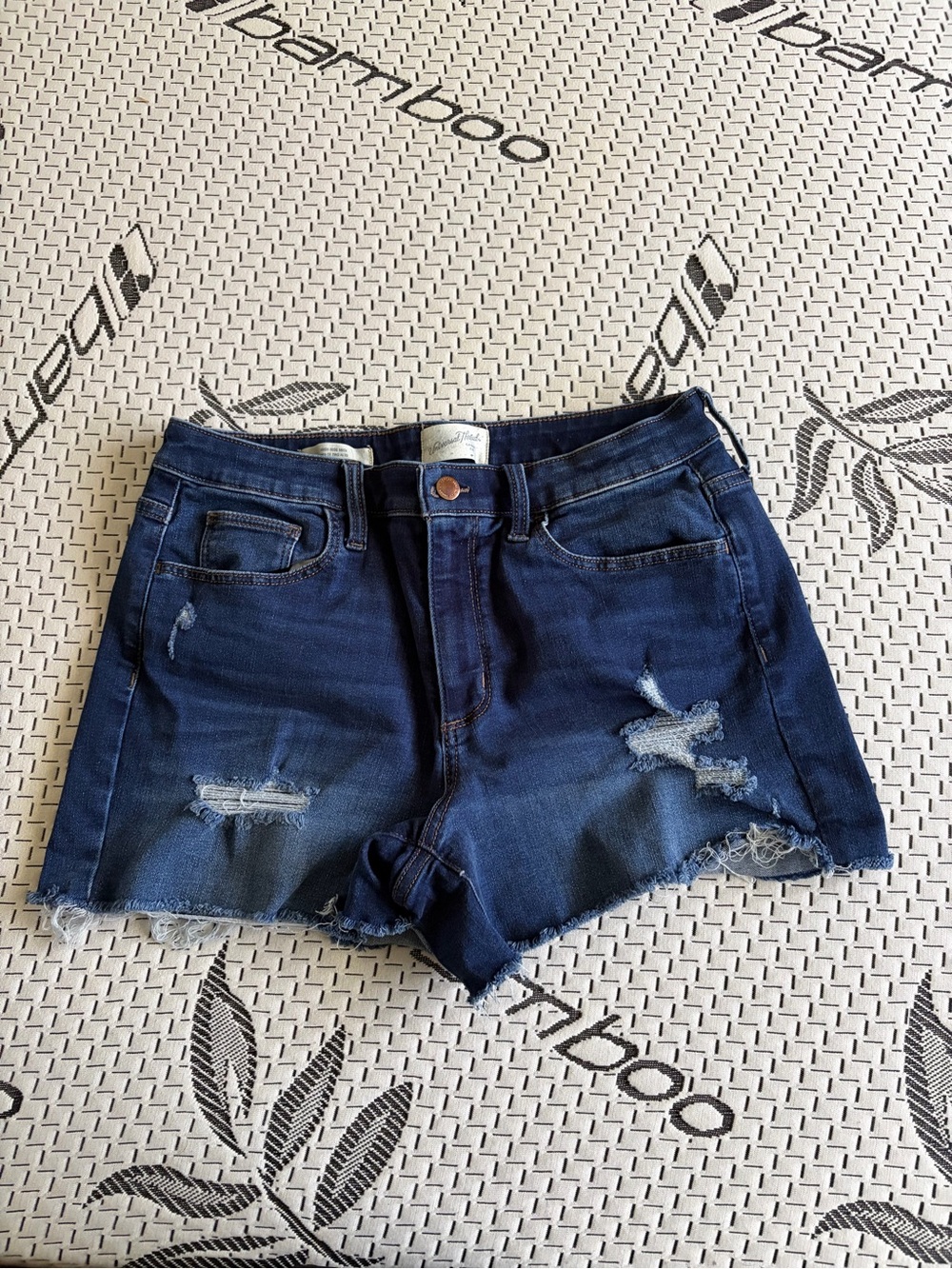 Universal Thread Dark Blue Distressed Denim Shorts